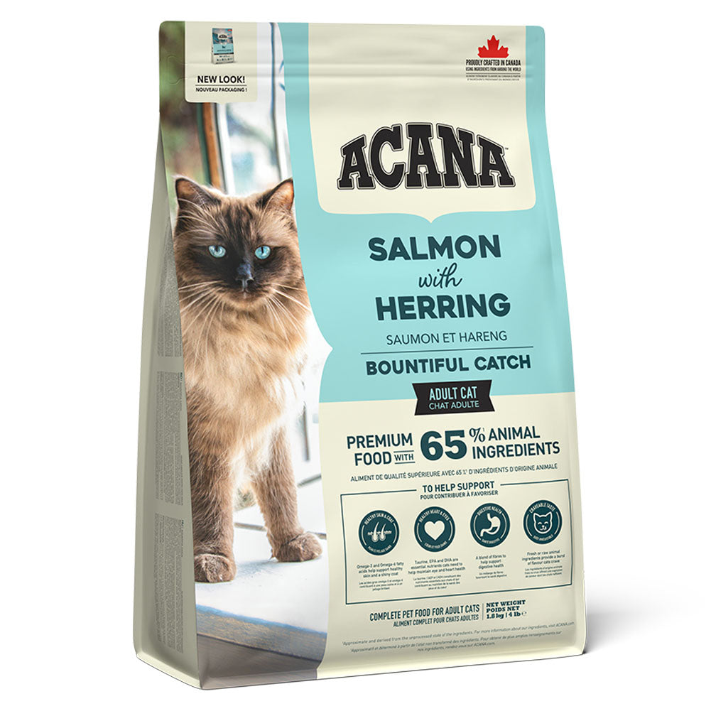 Acana Acana Bountiful Catch Herring Salmon Trout Adult Dry Cat Food pet food packaging