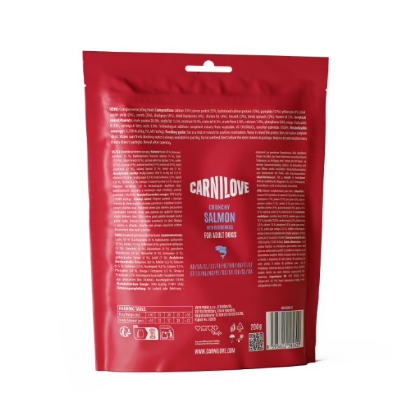 Carnilove Grain Free Crunchy Dog Treats - Salmon with Blueberries - 200g