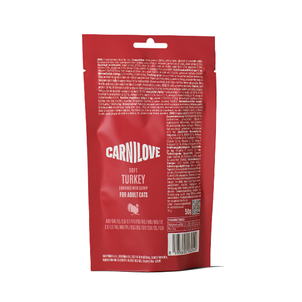 Carnilove Adult Soft Semi Moist Cat Treats - Turkey with Catnip - 50g