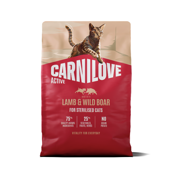 Carnilove Carnilove Sterilised Boar Lamb Adult Dry Cat pet food packaging