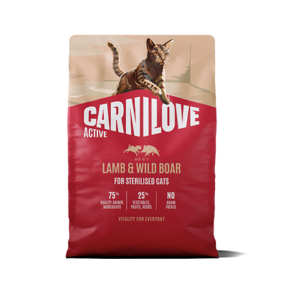 Carnilove Carnilove Sterilised Boar Lamb Adult Dry Cat pet food packaging