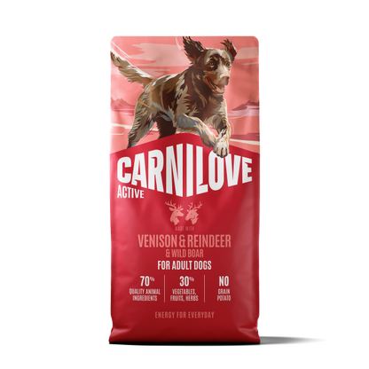 Carnilove Active Adult Dry Dog Food - Venison , Reindeer & Wild Boar