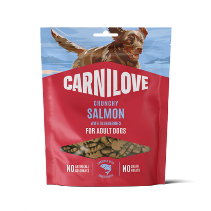 Carnilove Grain Free Crunchy Dog Treats - Salmon with Blueberries - 200g