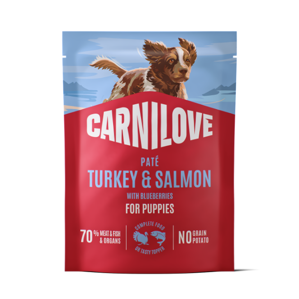 Carnilove Grain Free Puppy Wet Dog Food - Salmon with Blueberries - 12x300g Pouches