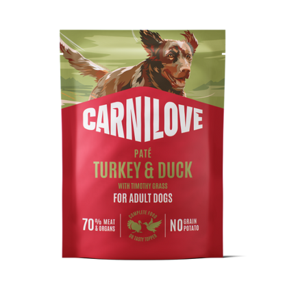 Carnilove Grain Free Adult Wet Dog Food - Duck with Timothy Grass - 12x300g Pouches