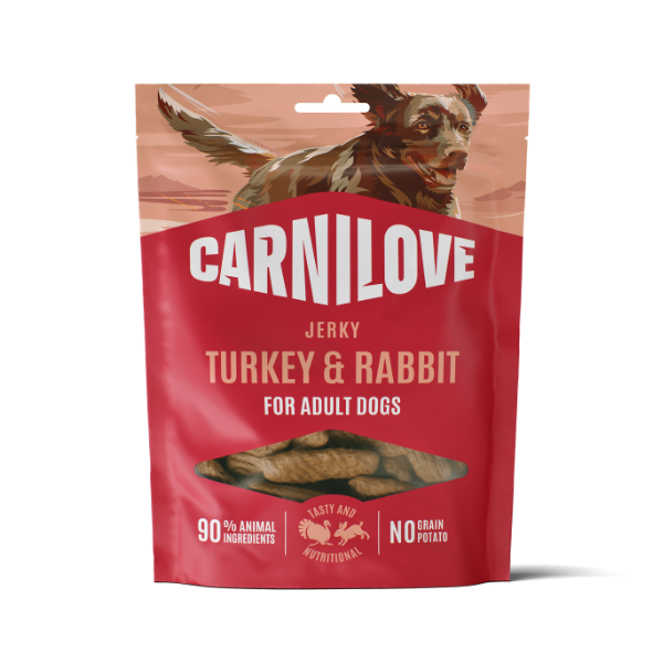 Carnilove Carnilove Jerky Fillets Rabbit Turkey Adult pet food packaging