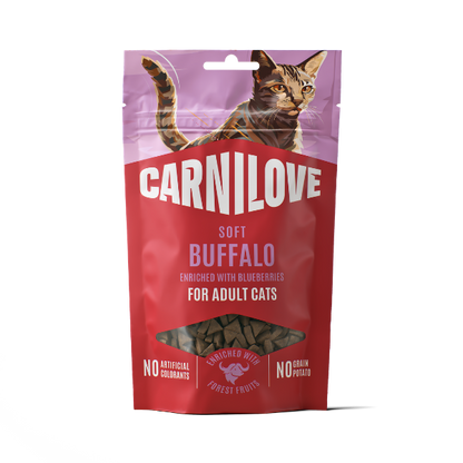 Carnilove Adult Soft Cat Treats - Buffalo with Blueberries