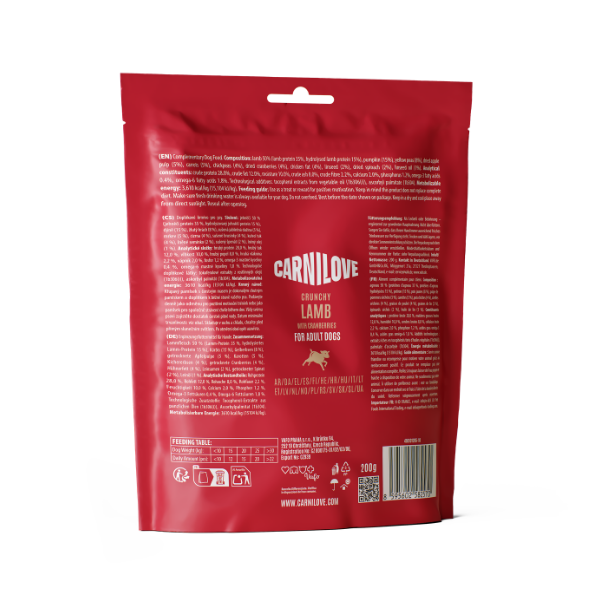 Carnilove Sensitive Grain Free Crunchy Dog Treats  - Lamb with Cranberries - 200g
