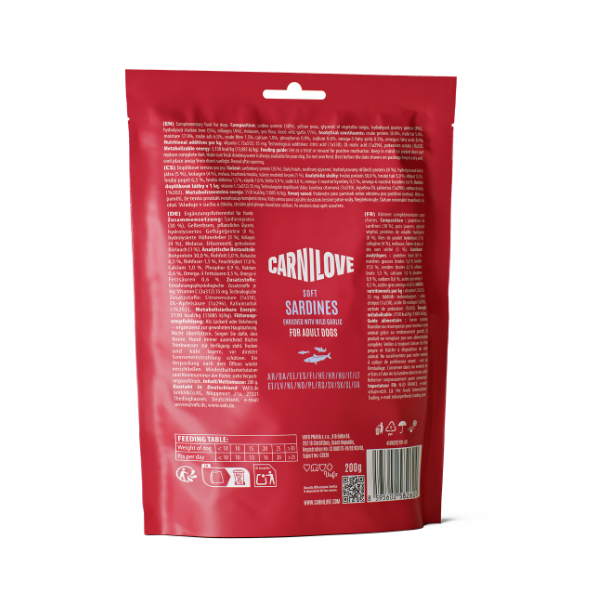 Carnilove Grain Free Semi Moist Soft Dog Treats - Sardines with Wild Garlic - 200g