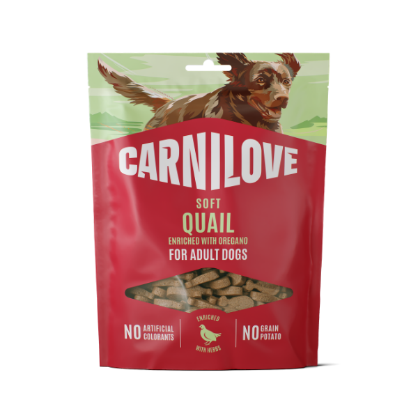 Carnilove Grain Free Semi Moist Soft Dog Treats - Quail with Oregano - 200g