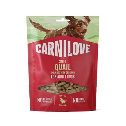 Carnilove Grain Free Semi Moist Soft Dog Treats - Quail with Oregano - 200g