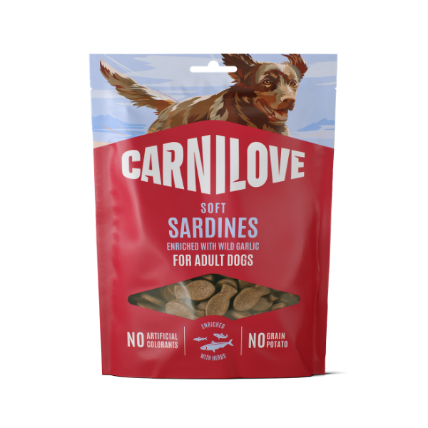Carnilove Carnilove Grain Free Semi Moist Soft Garlic Chicken Liver Sardine pet food packaging