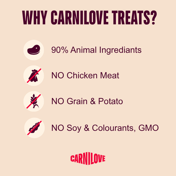 Carnilove Adult Jerky Dog Treats - Turkey & Venison Fillets - 100g