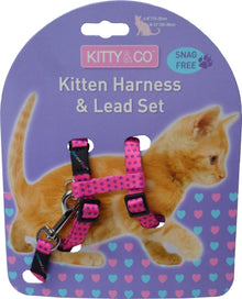 Kitty & Co Snag-Free Spotty Kitten Harness & Lead Set