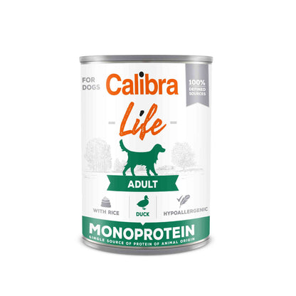 Calibra Life Adult Wet Dog Food - Duck with Rice - 6 x 400g Cans