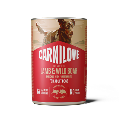 Carnilove Adult Wet Dog Food Tins - Lamb & Wild Boar - 6x400g Cans
