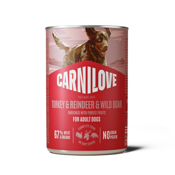Carnilove Carnilove Reindeer Boar Turkey Adult Wet Dog pet food packaging