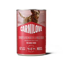 Carnilove Adult Wet Dog Food Tins - Turkey , Reindeer & Wild Boar - 6x400g Cans