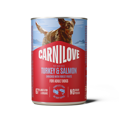 Carnilove Adult Wet Dog Food Tins - Turkey & Salmon - 6x400g Cans
