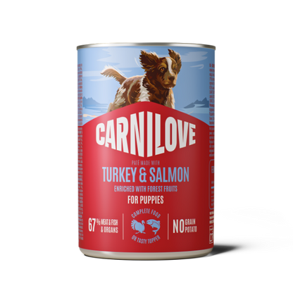 Carnilove Puppy Wet Dog Food Tins - Turkey & Salmon - 6x400g Cans