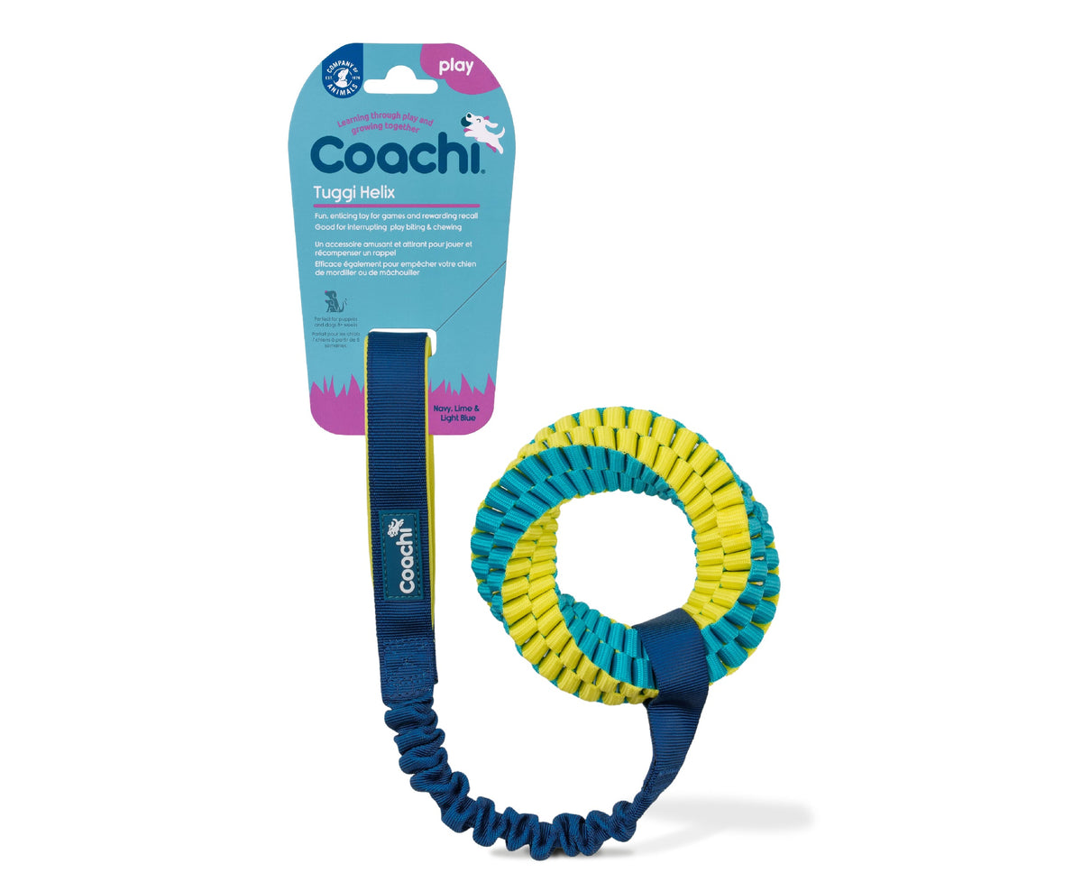 Coachi Tuggi Helix Dog Toy - Navy, Lime & Light Blue