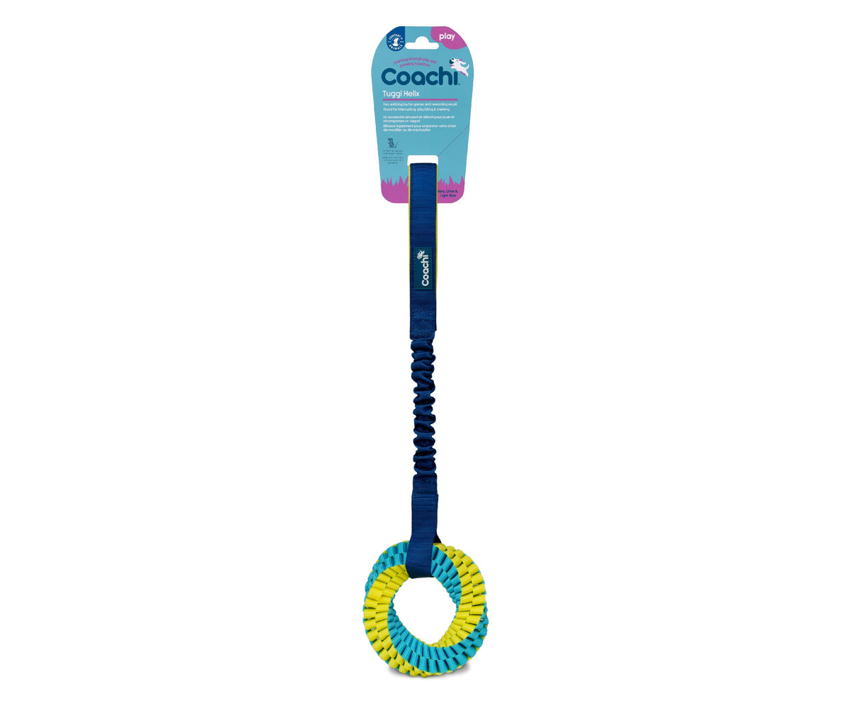 Coachi Tuggi Helix Dog Toy - Navy, Lime & Light Blue