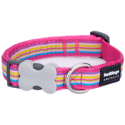 Stripe Dog Collar - Hot Pink