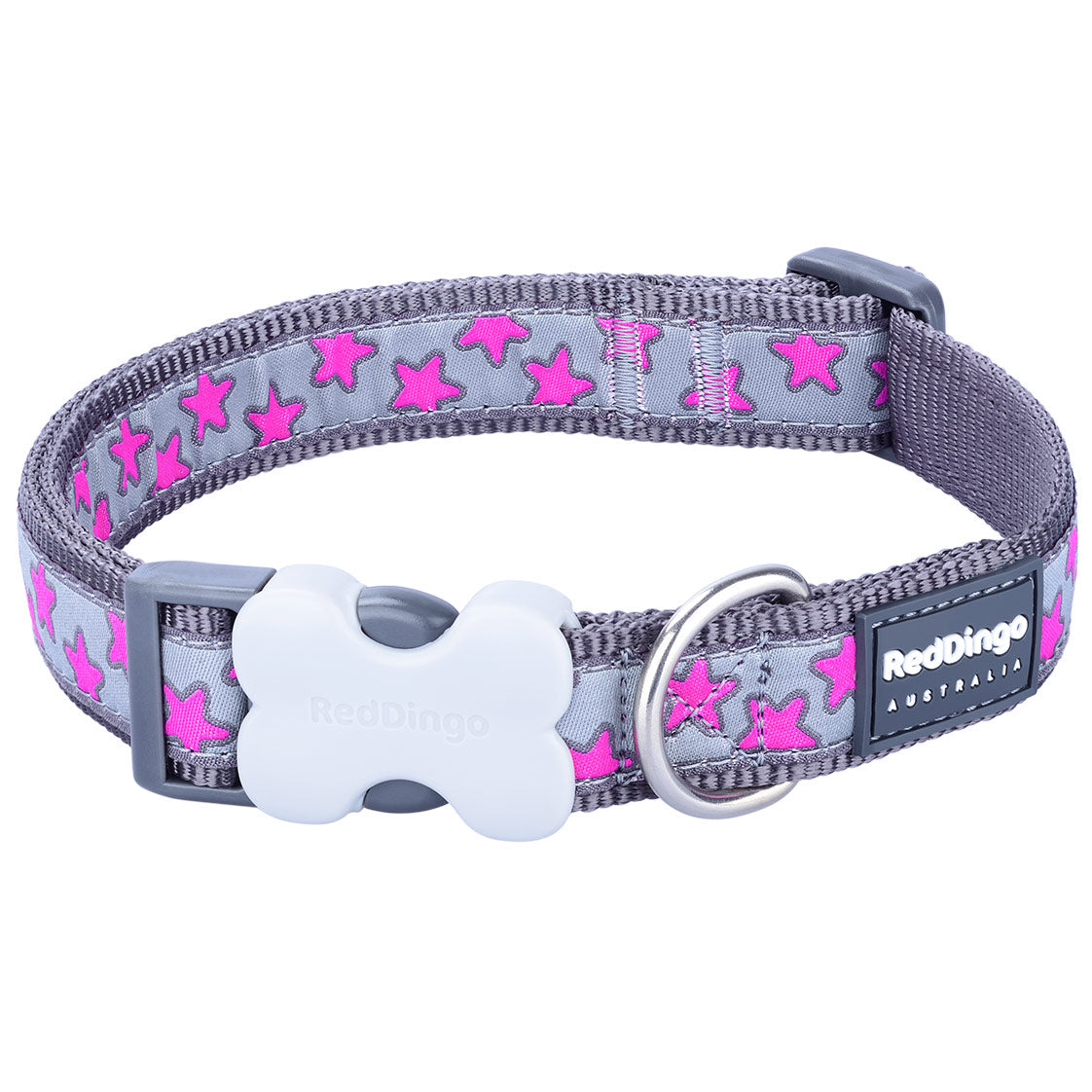 Stars Dog Collar - Pink/Grey