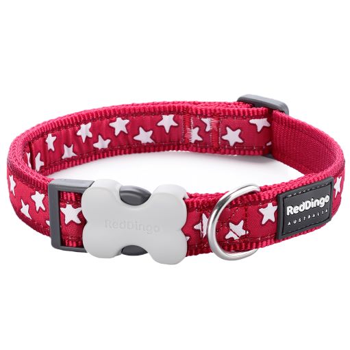 White Star Dog Collar - Red