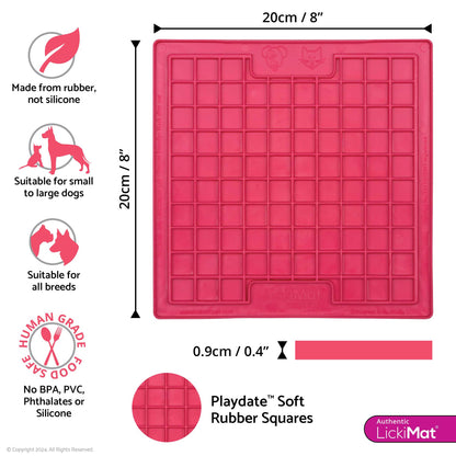 LickiMat Classic Playdate Dog Slow Feeder - Pink - 20x20cm