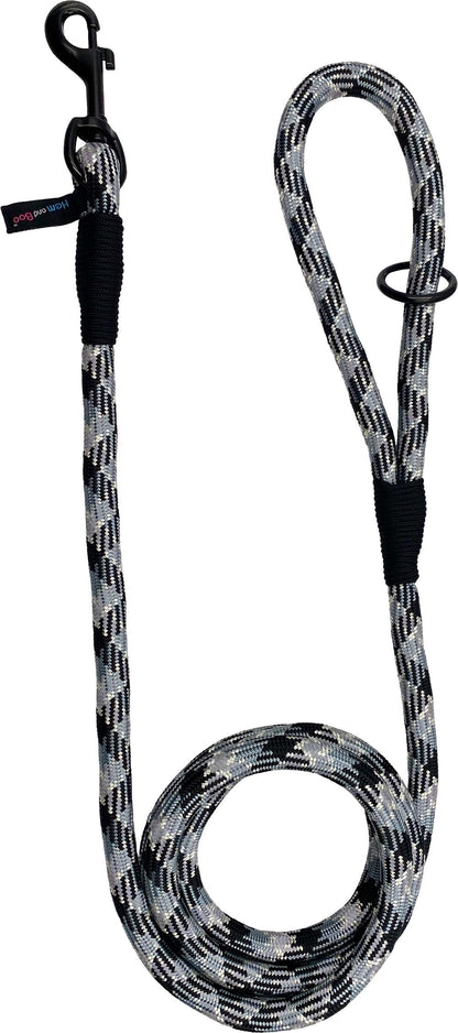Hem and Boo High Performance Rope Dog Slip Lead - Black/Grey
