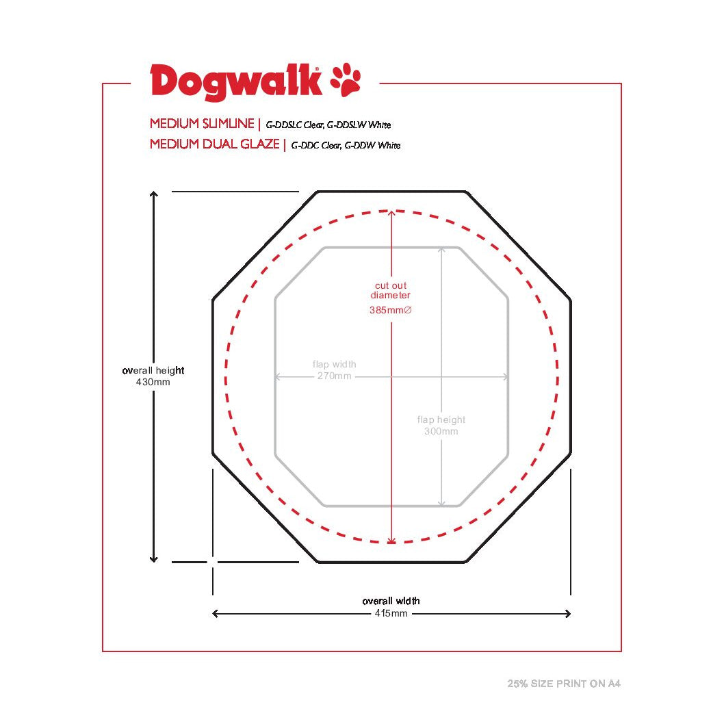 Pet Tek Large Glass Fitting Dog Door - Clear