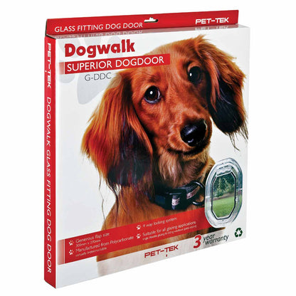 Pet Tek Large Glass Fitting Dog Door - Clear