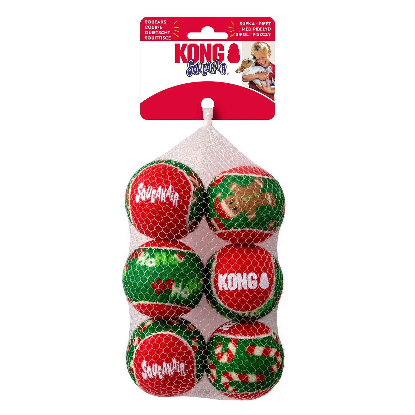 KONG Holiday SqueakAir® Balls - Medium - Pack of 6