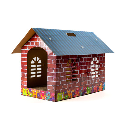 Purrshire Cat Scratching Cardboard House