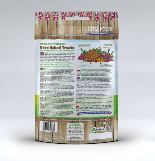 Little BigPaws Oven Baked Dog Treats - Free Run Turkey - 130g