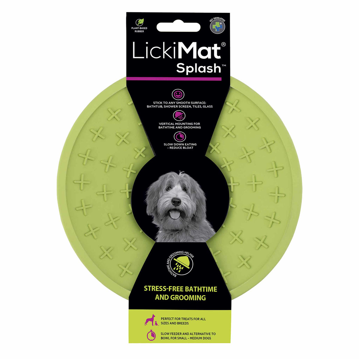 LickiMat Splash Slow Feeder for Bathtime & Grooming - Green