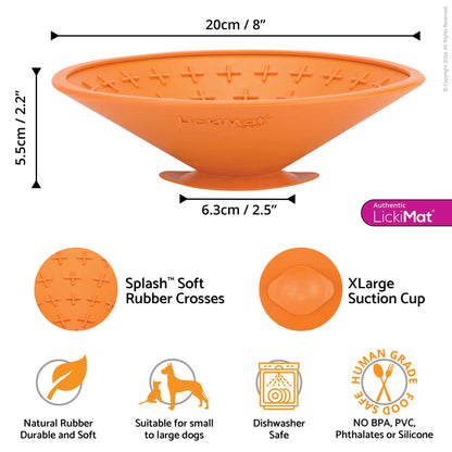LickiMat Splash Slow Feeder for Bathtime & Grooming - Orange