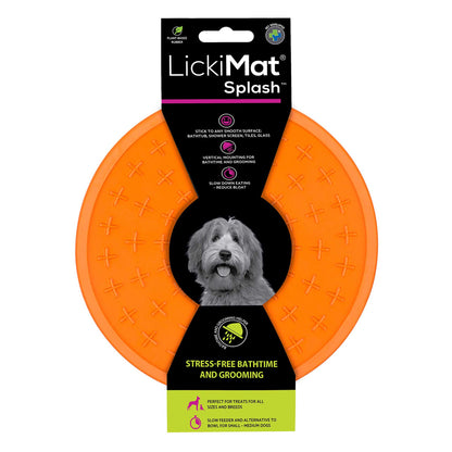 LickiMat Splash Slow Feeder for Bathtime & Grooming - Orange
