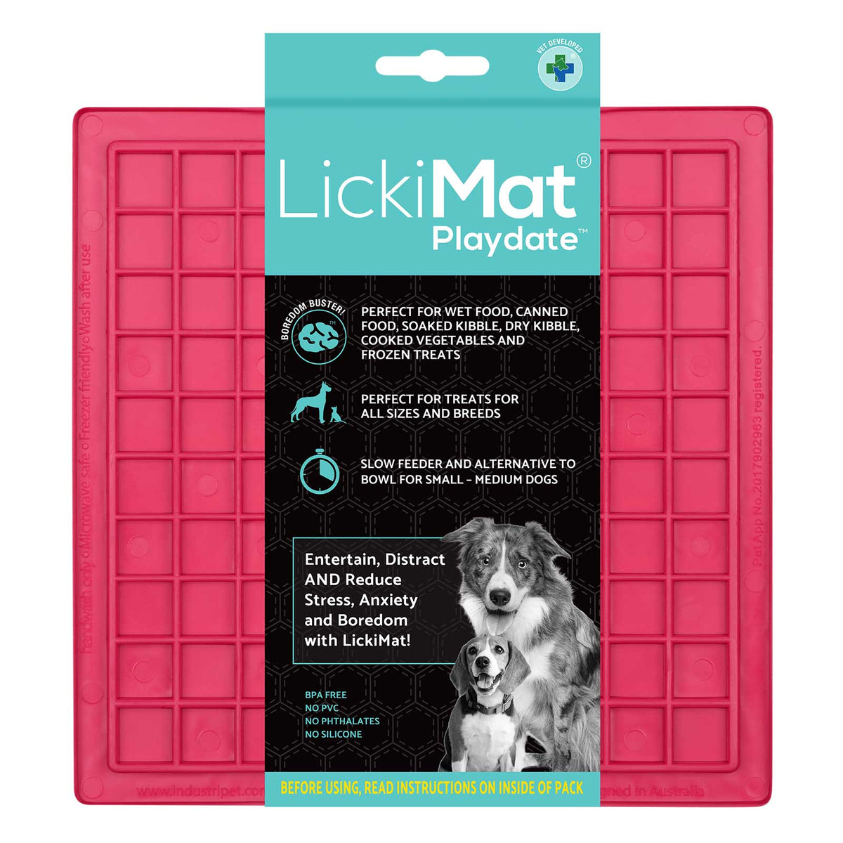 LickiMat Classic Playdate Dog Slow Feeder - Pink - 20x20cm
