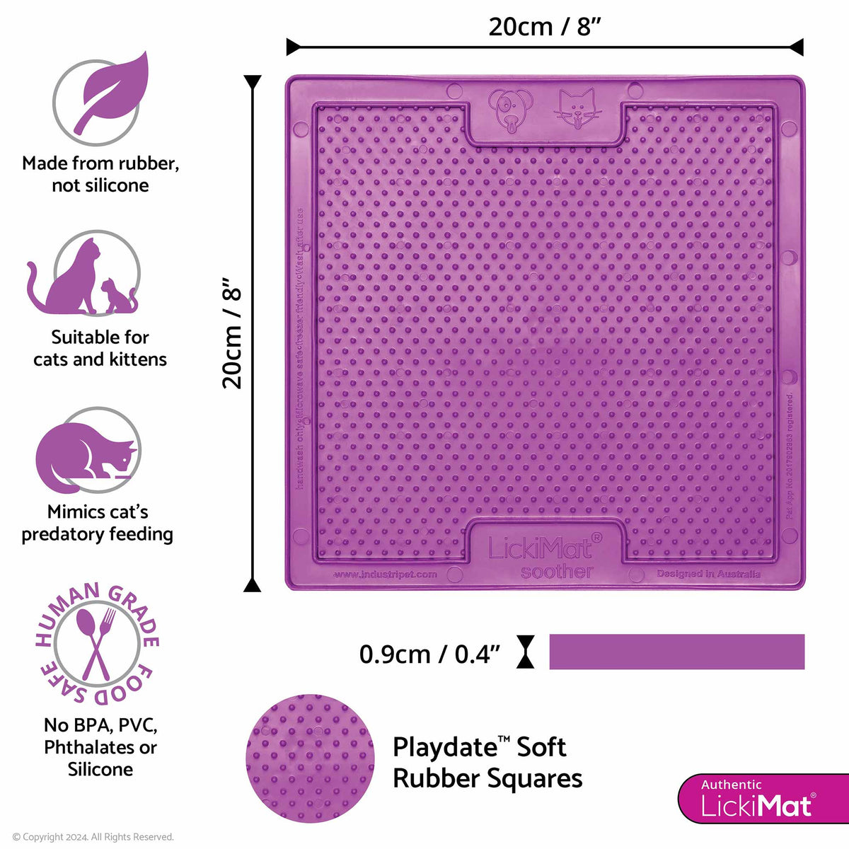 LickiMat Classic Soother Dog Slow Feeder - Purple - 20x20cm