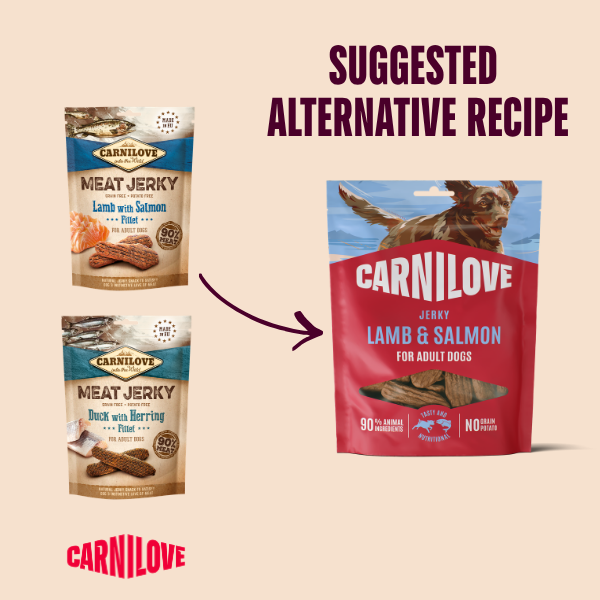 Carnilove Grain Free Meat Jerky for Adult Dogs - Lamb with Salmon Fillet - 100g