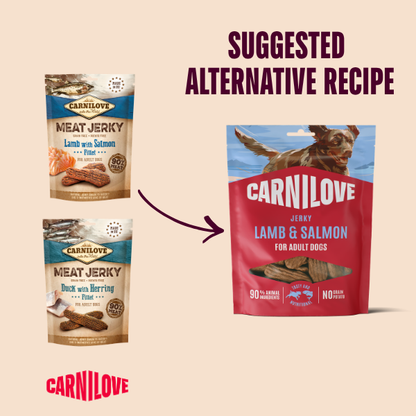 Carnilove Grain Free Meat Jerky for Adult Dogs - Lamb with Salmon Fillet - 100g