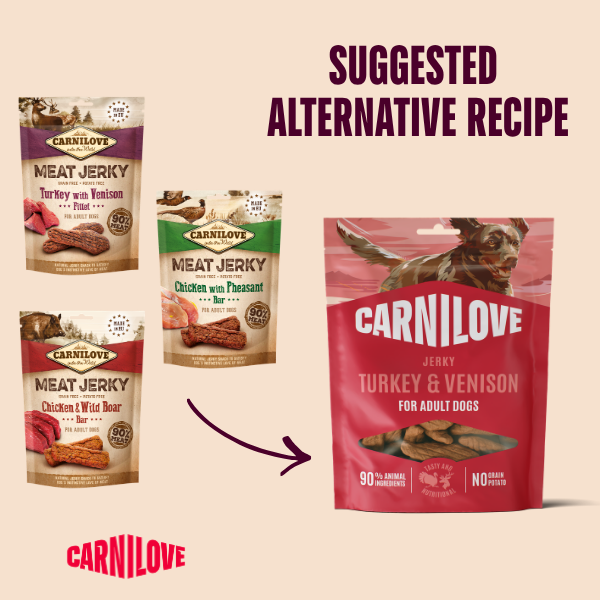 Carnilove Adult Jerky Dog Treats - Turkey & Venison Fillets - 100g