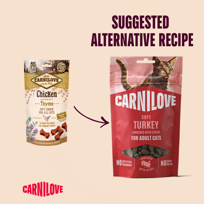 Carnilove Adult Soft Semi Moist Cat Treats - Turkey with Catnip - 50g