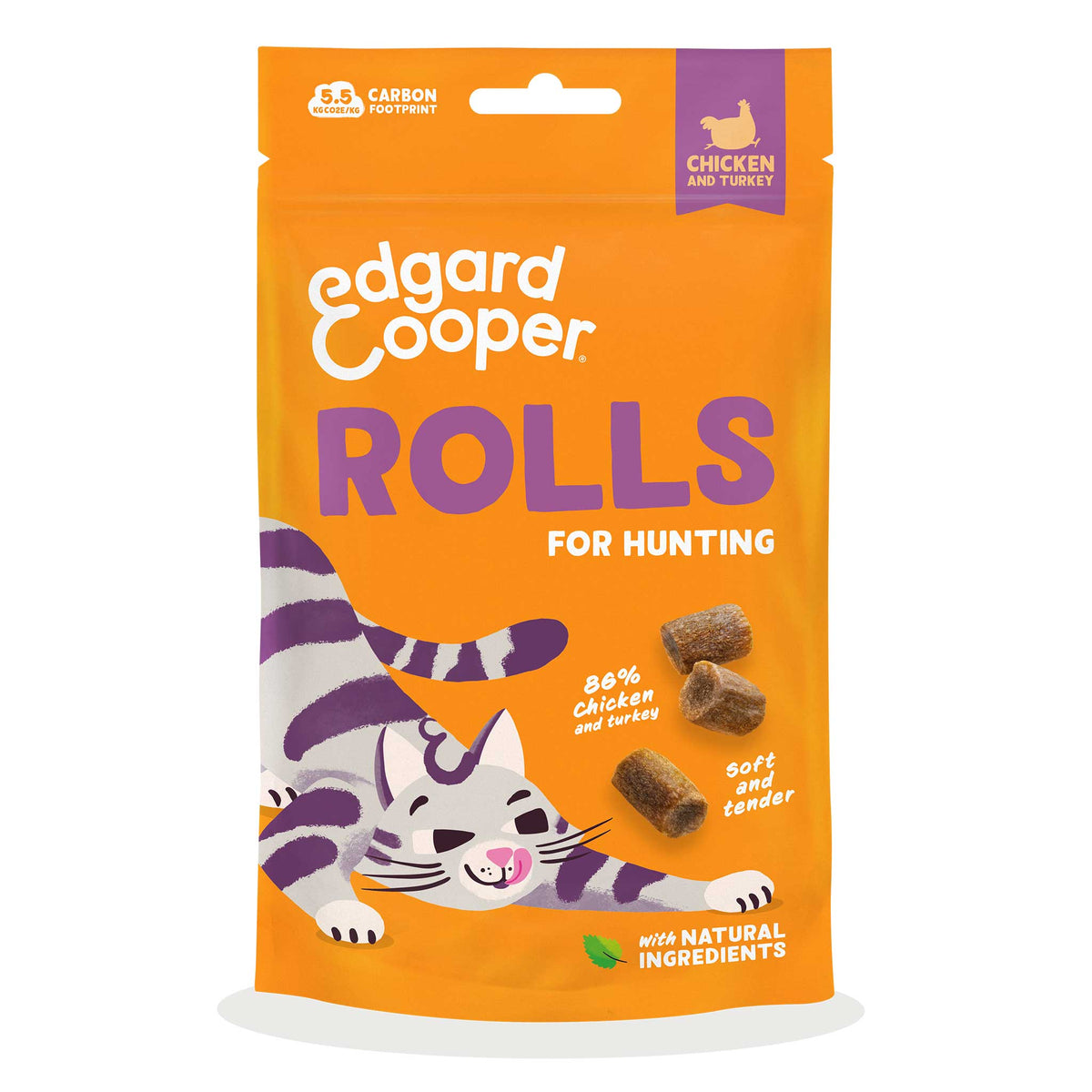 Edgard & Cooper Cat Treats - Chicken & Turkey Rolls - 45g