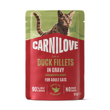 Carnilove Adult Wet Cat Food Pouches - Duck with Catnip in Gravy - 24x85g
