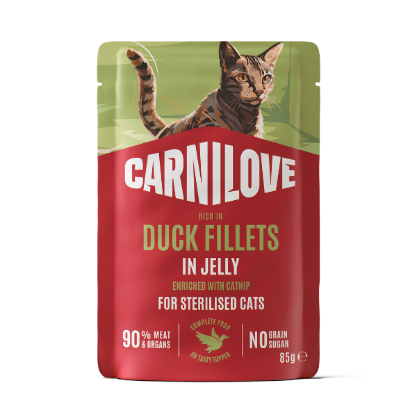 Carnilove Adult Wet Cat Food Pouches - Duck with Catnip in Jelly