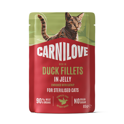 Carnilove Adult Wet Cat Food Pouches - Duck with Catnip in Jelly