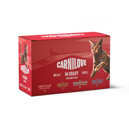 Carnilove Adult Wet Cat Food Pouches - Multipack in Gravy - 12x85g Pouches